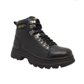 A pair of black boots with laces on top.