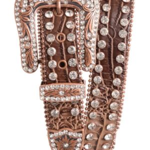 A close up of a belt with some diamonds