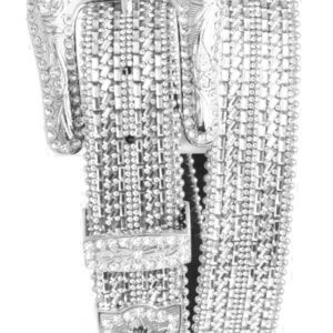 A close up of a belt with many rows of diamonds