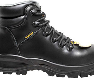 A pair of black boots with laces on top.