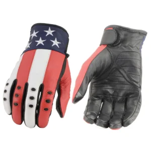 A pair of gloves with an american flag design.