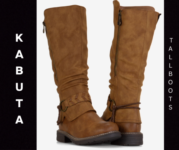 A pair of brown boots with buckles on the side.
