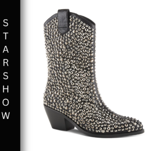 A pair of boots with silver studs on them.