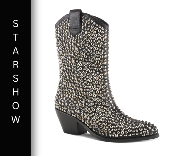 A pair of boots with silver studs on them.