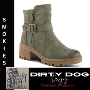 A pair of boots with buckles on the side.