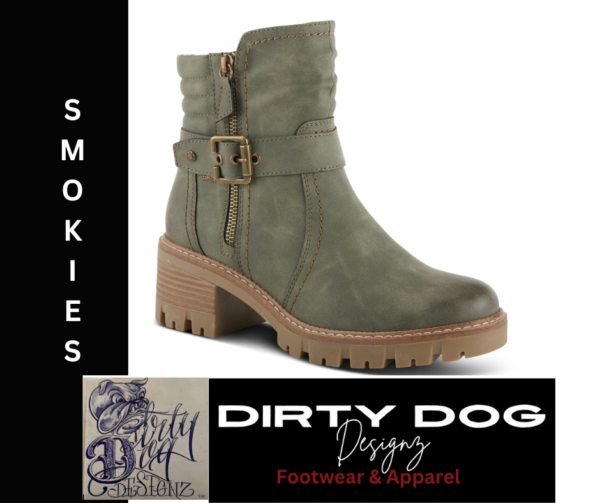 A pair of boots with buckles on the side.