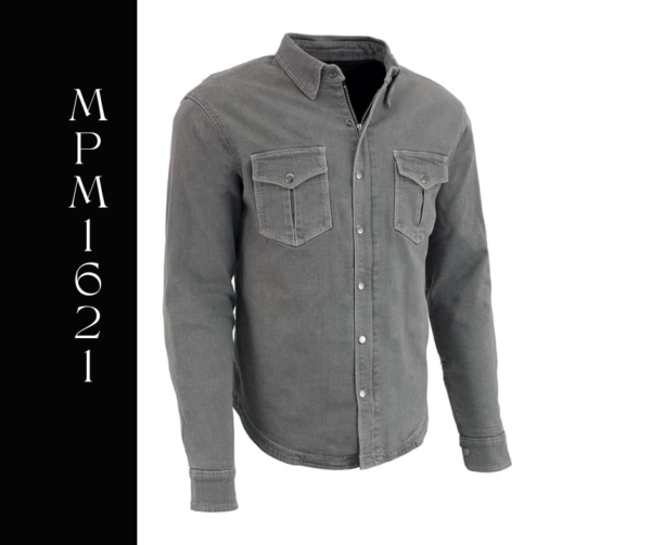 A gray shirt with two pockets on the front.