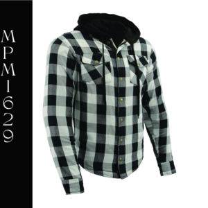 A black and white checkered shirt with a hood.