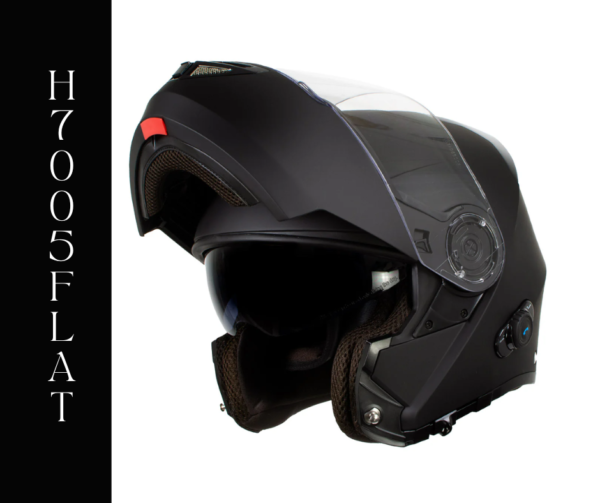 A black motorcycle helmet with the words " h 7 0 0 5 flat ".
