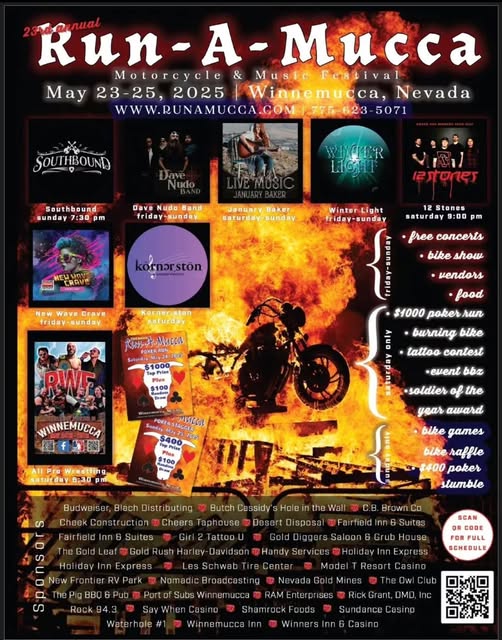 A poster of various events and concerts in the past.